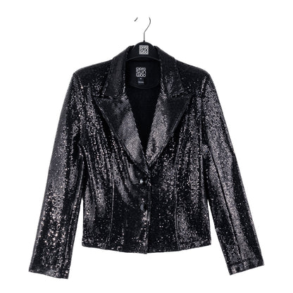 Sequin Knit - Modern Button Blazer - Black - Final Sale | Clara Sunwoo Trusted