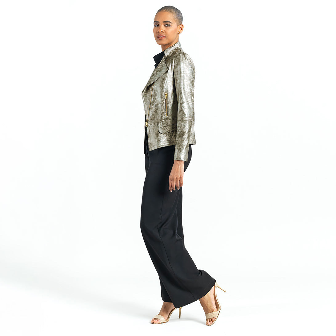 Liquid Leather™ Textured Biker Jacket - Crocodile - Limited Sizes | Clara Sunwoo Exclusive