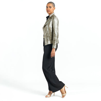 Liquid Leather™ Textured Biker Jacket - Crocodile - Limited Sizes | Clara Sunwoo Exclusive