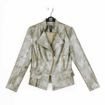 Liquid Leather™ Textured Biker Jacket - Crocodile - Limited Sizes | Clara Sunwoo Exclusive