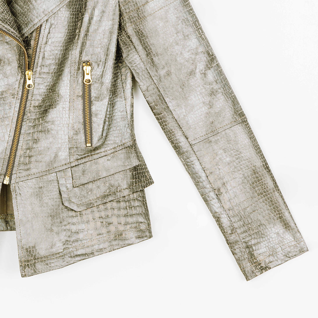 Liquid Leather™ Textured Biker Jacket - Crocodile - Limited Sizes | Clara Sunwoo Exclusive