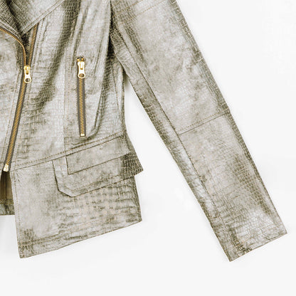 Liquid Leather™ Textured Biker Jacket - Crocodile - Limited Sizes | Clara Sunwoo Exclusive