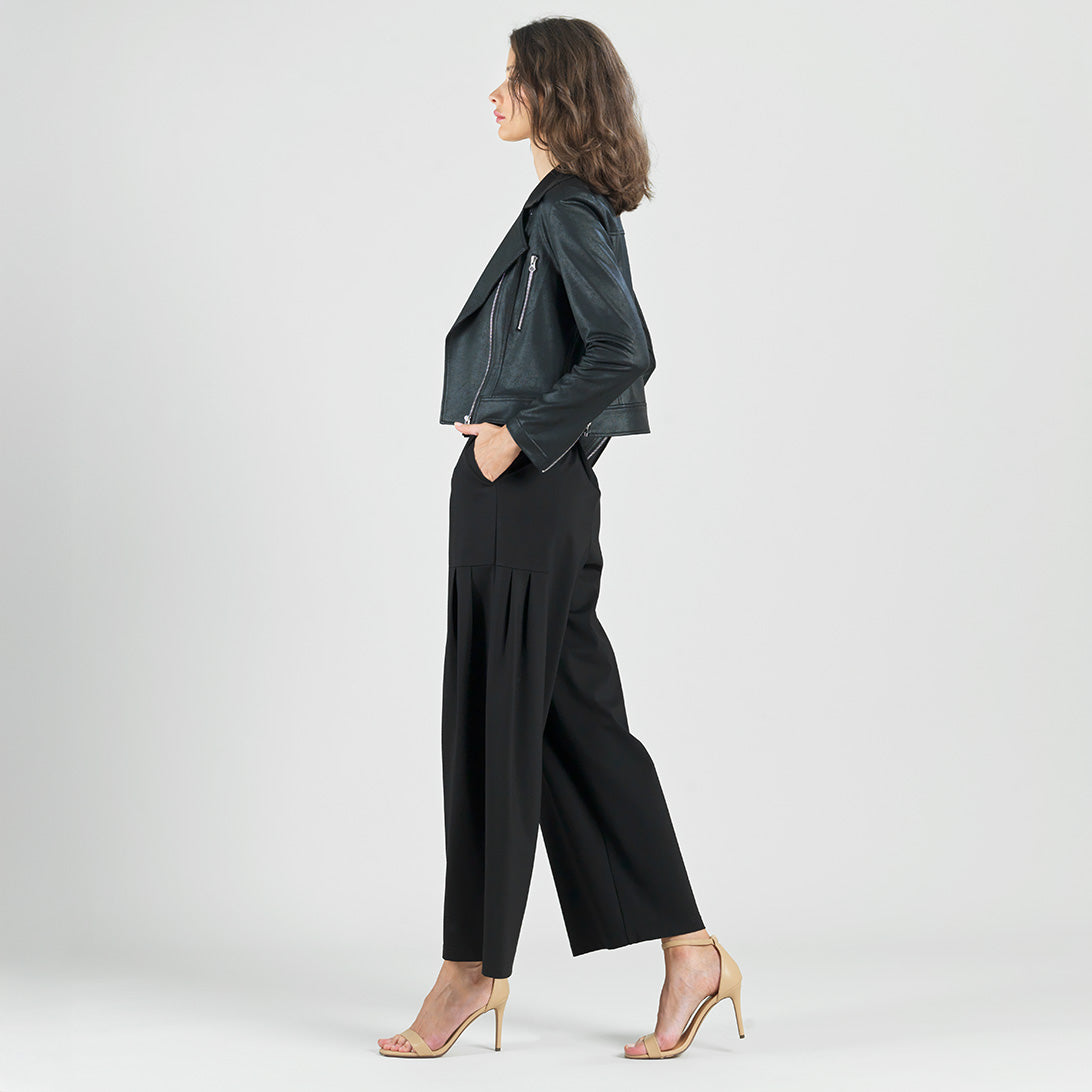 Liquid Leather™ Zip Cuff Moto Waist Jacket - Black | Clara Sunwoo New