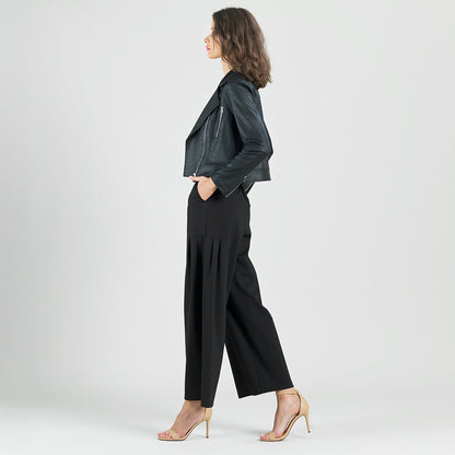 Liquid Leather™ Zip Cuff Moto Waist Jacket - Black | Clara Sunwoo New