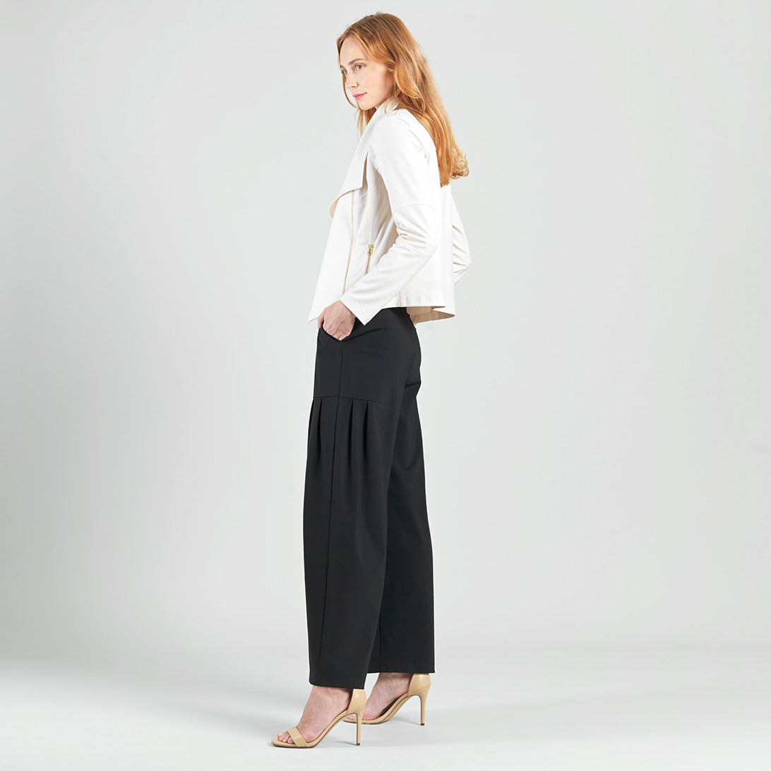 Liquid Leather™ Drape Neck Zip Jacket - Ivory - Final Sale | Clara Sunwoo Everyday
