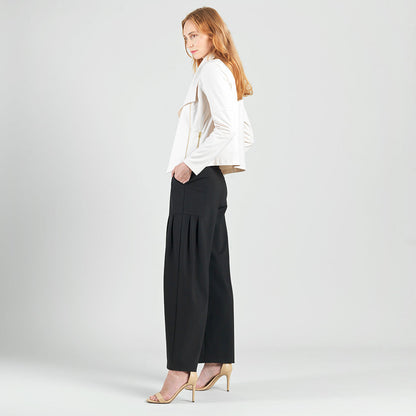 Liquid Leather™ Drape Neck Zip Jacket - Ivory - Final Sale | Clara Sunwoo Everyday