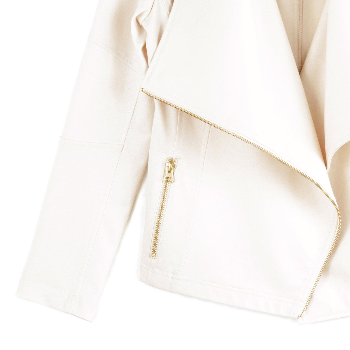Liquid Leather™ Drape Neck Zip Jacket - Ivory - Final Sale | Clara Sunwoo Everyday