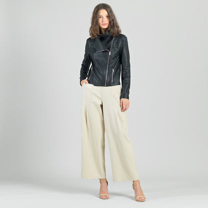 Liquid Leather™ Drape Neck Zip Jacket - Black - Final Sale | Clara Sunwoo Value