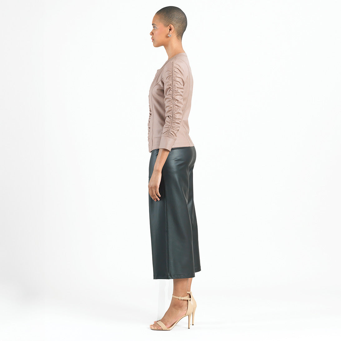 Liquid Leather™ Ruched Detail Jacket - Taupe - Final Sale | Clara Sunwoo Great Value