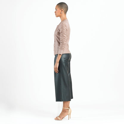 Liquid Leather™ Ruched Detail Jacket - Taupe - Final Sale | Clara Sunwoo Great Value