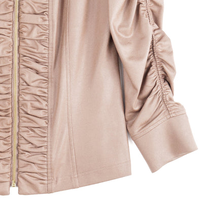 Liquid Leather™ Ruched Detail Jacket - Taupe - Final Sale | Clara Sunwoo Great Value