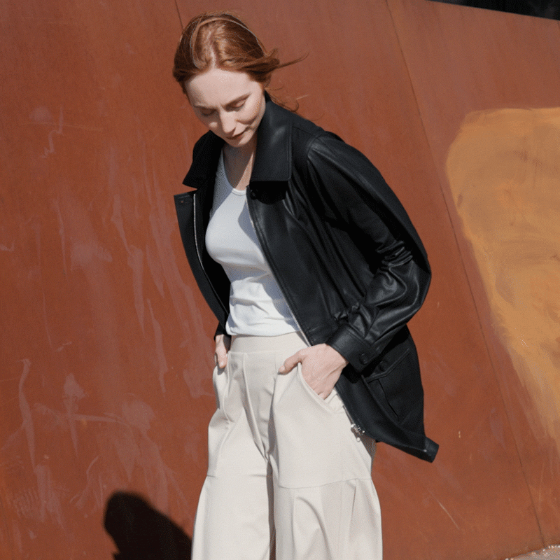 Liquid Leather™ Drawstring Waist Utility Jacket - Black - Final Sale | Clara Sunwoo Everyday