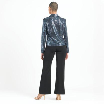 Shimmer Sequin - Modern Button Blazer - Gunmetal - Final Sale | Clara Sunwoo Quality