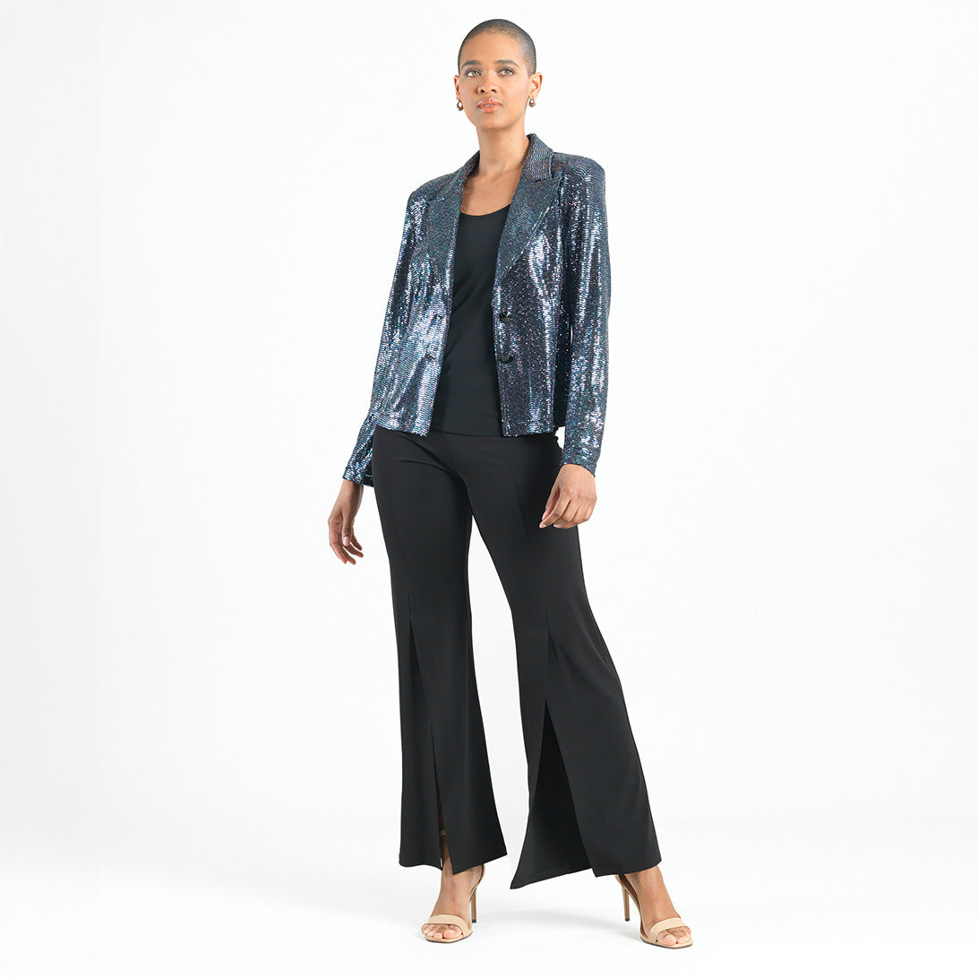 Shimmer Sequin - Modern Button Blazer - Gunmetal - Final Sale | Clara Sunwoo Quality