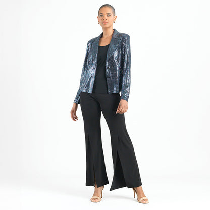 Shimmer Sequin - Modern Button Blazer - Gunmetal - Final Sale | Clara Sunwoo Quality