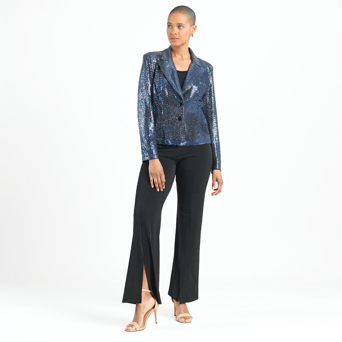 Shimmer Sequin - Modern Button Blazer - Gunmetal - Final Sale | Clara Sunwoo Quality