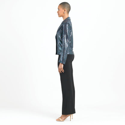 Shimmer Sequin - Modern Button Blazer - Gunmetal - Final Sale | Clara Sunwoo Quality