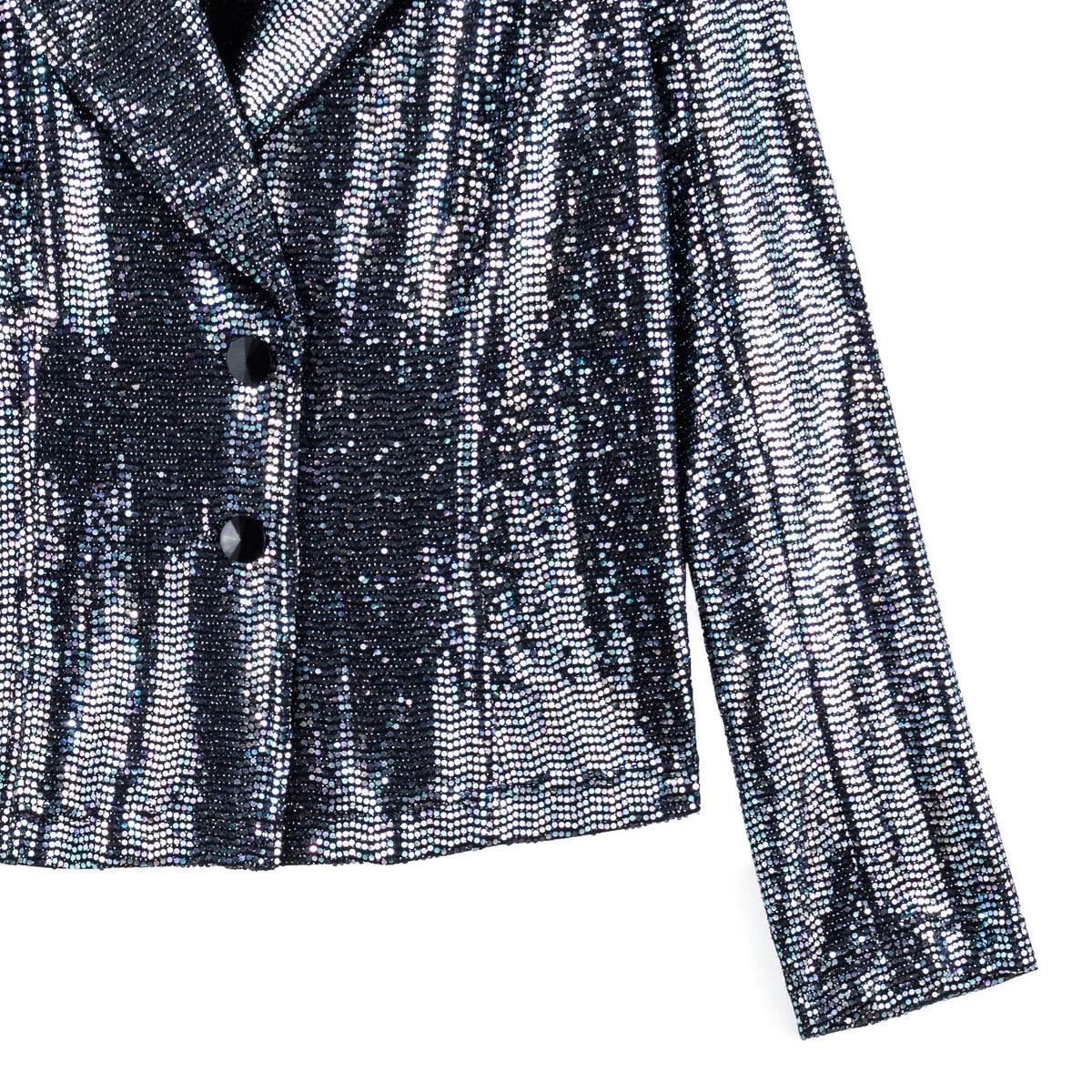 Shimmer Sequin - Modern Button Blazer - Gunmetal - Final Sale | Clara Sunwoo Quality