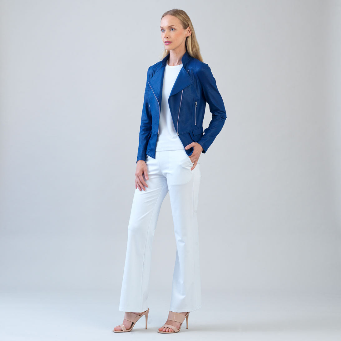 Liquid Leather™ Biker Jacket - Cobalt - Final Sale | Clara Sunwoo Value
