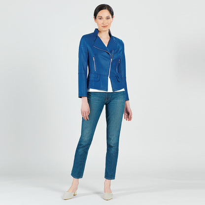 Liquid Leather™ Biker Jacket - Cobalt - Final Sale | Clara Sunwoo Value