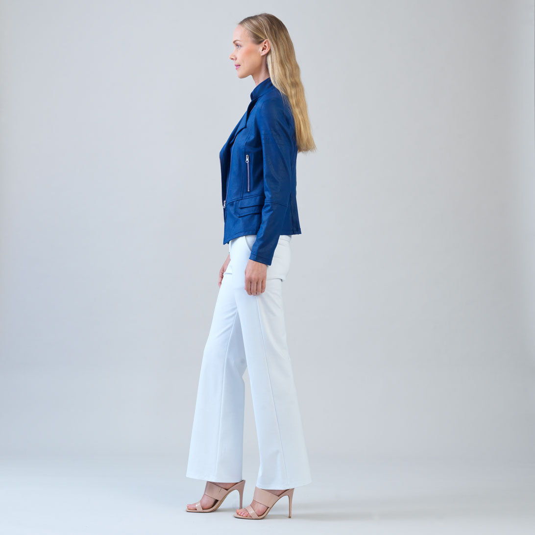 Liquid Leather™ Biker Jacket - Cobalt - Final Sale | Clara Sunwoo Value