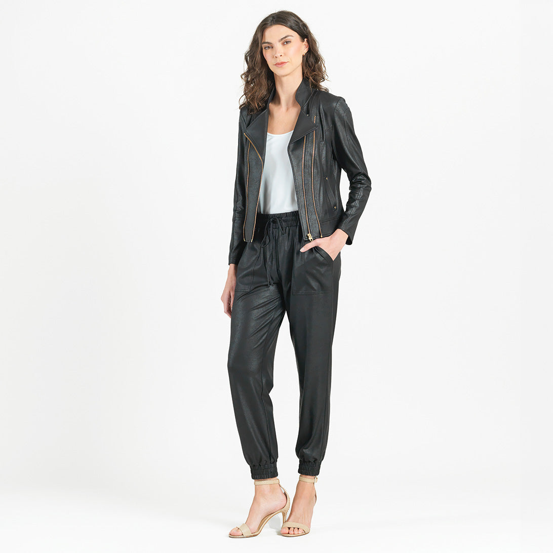 Liquid Leather™ Double Zip Pocket Jacket - Black | Clara Sunwoo Popular