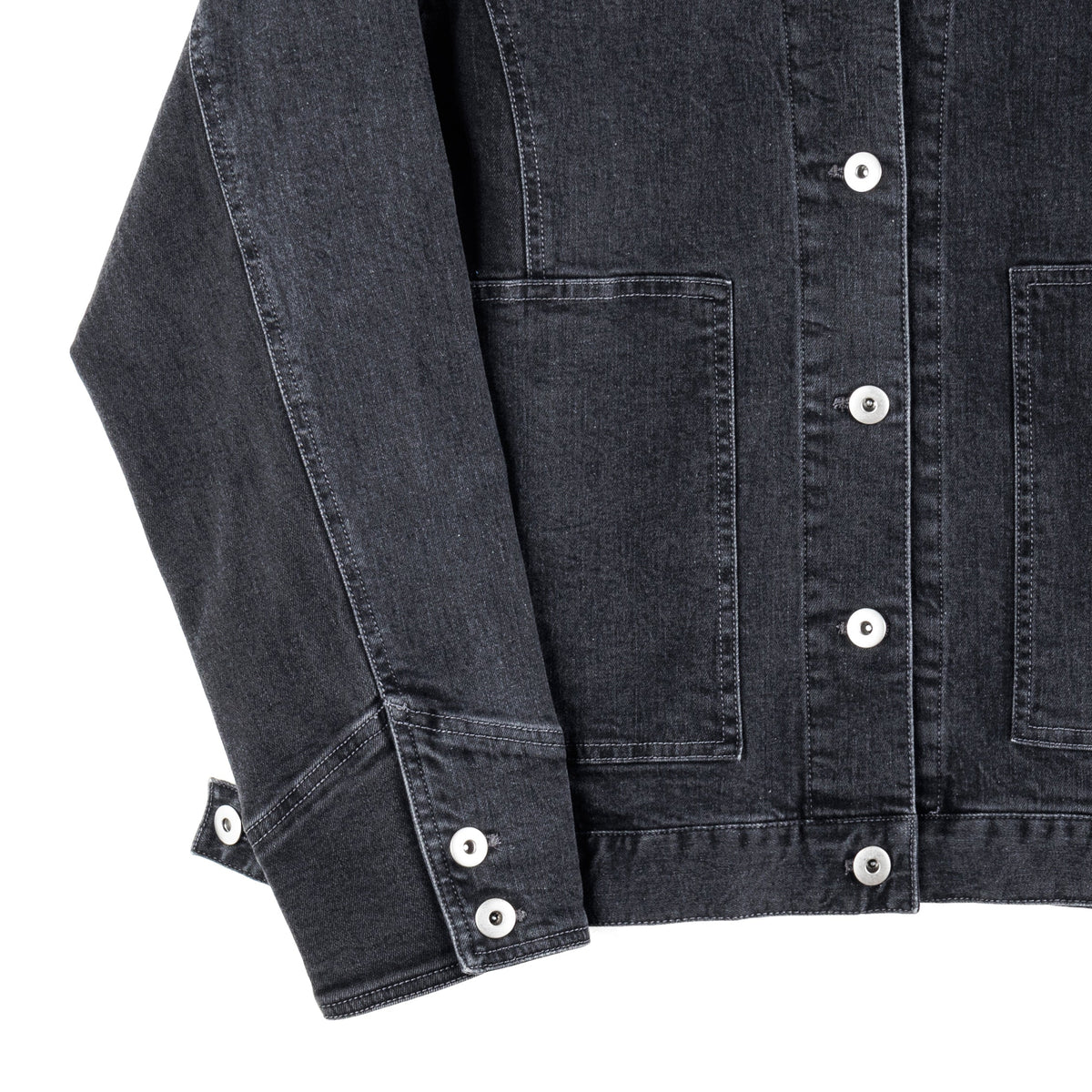 Denim Stretch - Button Closure Pocket Jacket - Black - Final Sale! | Clara Sunwoo Essential
