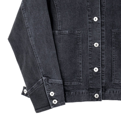 Denim Stretch - Button Closure Pocket Jacket - Black - Final Sale! | Clara Sunwoo Essential