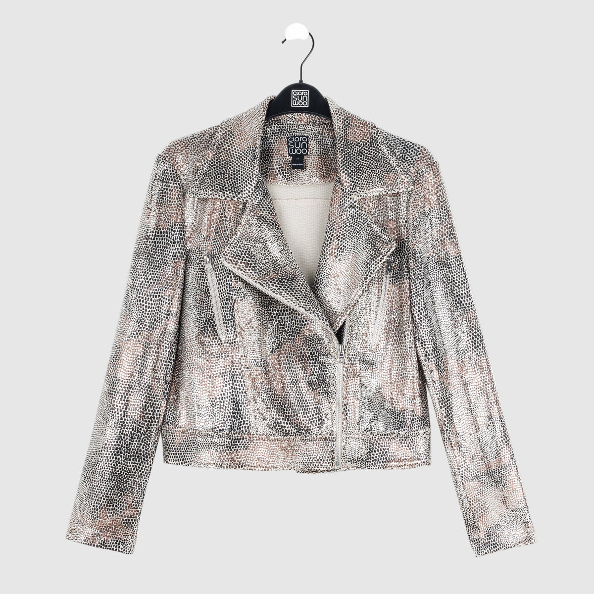 Sequin Knit - Moto Waist Jacket - Champagne - Final Sale | Clara Sunwoo Great Value