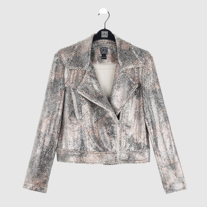 Sequin Knit - Moto Waist Jacket - Champagne - Final Sale | Clara Sunwoo Great Value