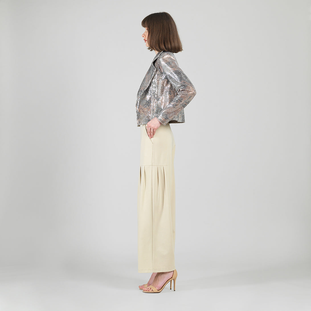 Sequin Knit - Moto Waist Jacket - Champagne - Final Sale | Clara Sunwoo Great Value