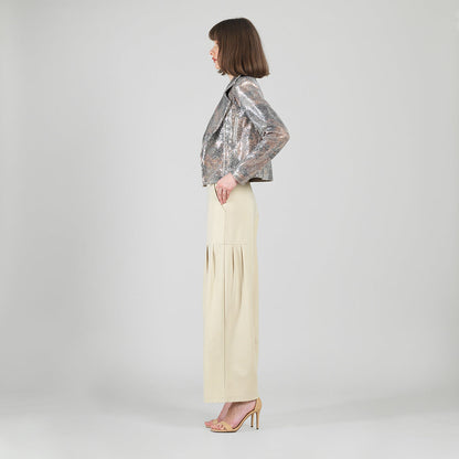 Sequin Knit - Moto Waist Jacket - Champagne - Final Sale | Clara Sunwoo Great Value