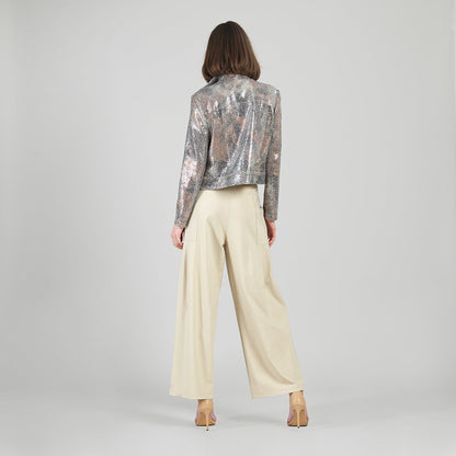 Sequin Knit - Moto Waist Jacket - Champagne - Final Sale | Clara Sunwoo Great Value