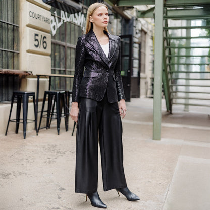 Sequin Knit - Signature Pocket Blazer - Black | Clara Sunwoo Trusted