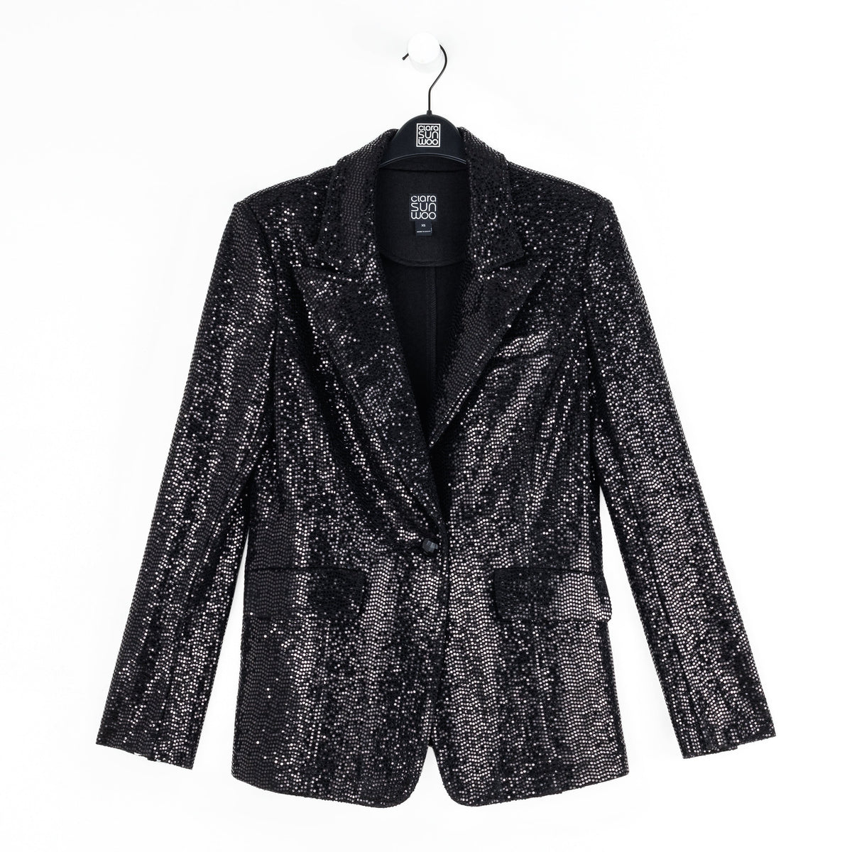 Sequin Knit - Signature Pocket Blazer - Black | Clara Sunwoo Trusted
