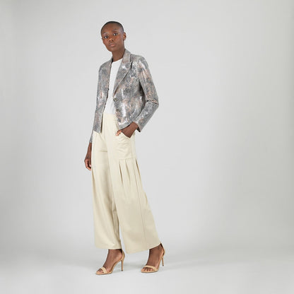Sequin Knit - Modern Button Blazer - Champagne - Final Sale | Clara Sunwoo Premium