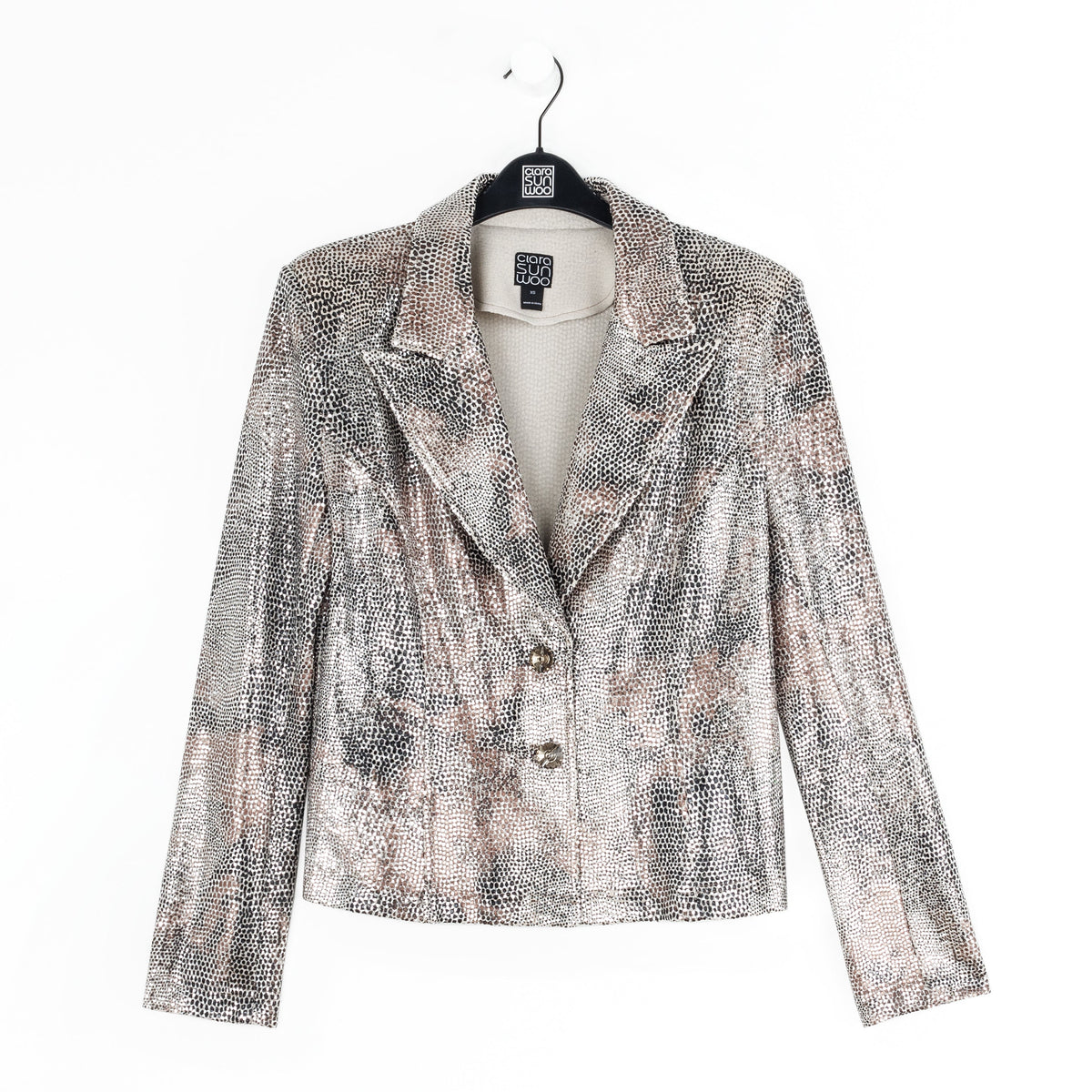 Sequin Knit - Modern Button Blazer - Champagne - Final Sale | Clara Sunwoo Premium