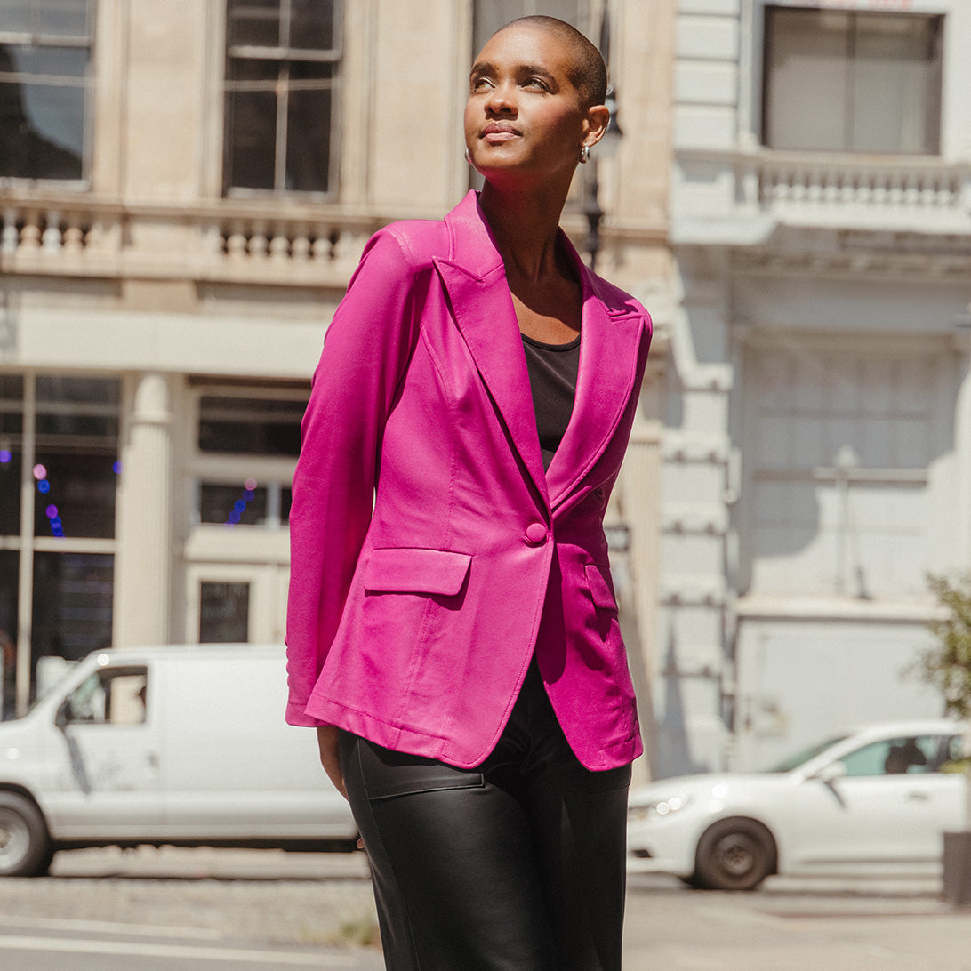 Liquid Leather™ Signature Pocket Blazer - Magenta - Final Sale! | Clara Sunwoo Trending