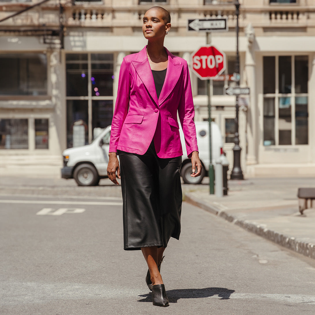 Liquid Leather™ Signature Pocket Blazer - Magenta - Final Sale! | Clara Sunwoo Trending