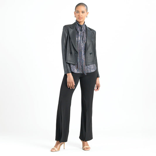 Liquid Leather™ Cropped Tuxedo Blazer - Black - Final Sale! | Clara Sunwoo Recommended