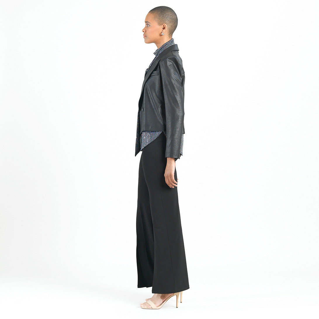 Liquid Leather™ Cropped Tuxedo Blazer - Black - Final Sale! | Clara Sunwoo Recommended