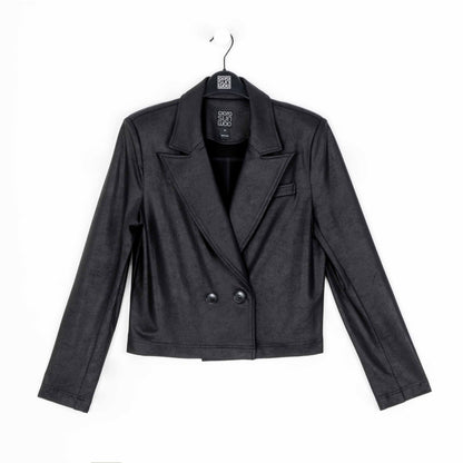 Liquid Leather™ Cropped Tuxedo Blazer - Black - Final Sale! | Clara Sunwoo Recommended