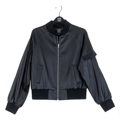 Liquid Leather™ Classic Bomber Jacket - Black | Clara Sunwoo Trusted