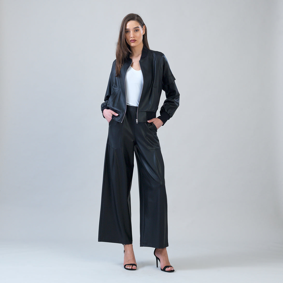 Liquid Leather™ Classic Bomber Jacket - Black | Clara Sunwoo Trusted
