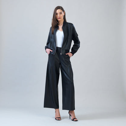 Liquid Leather™ Classic Bomber Jacket - Black | Clara Sunwoo Trusted