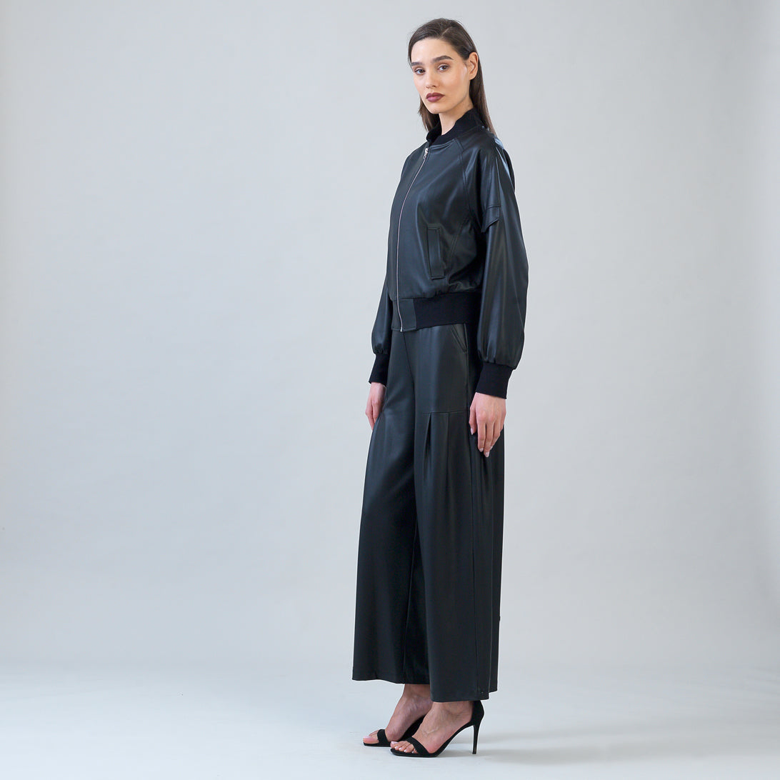 Liquid Leather™ Classic Bomber Jacket - Black | Clara Sunwoo Trusted