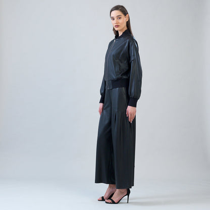 Liquid Leather™ Classic Bomber Jacket - Black | Clara Sunwoo Trusted