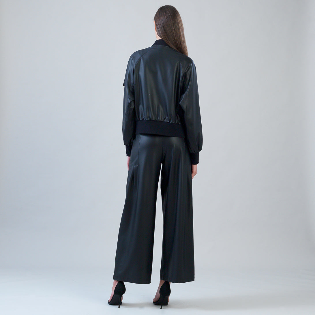 Liquid Leather™ Classic Bomber Jacket - Black | Clara Sunwoo Trusted