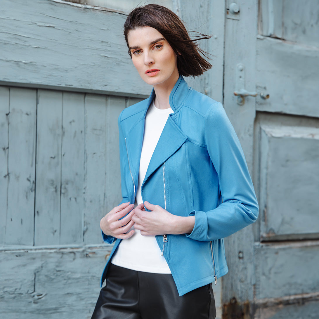 Liquid Leather™ Signature Jacket - Sky Blue - Limited Sizes | Clara Sunwoo Top Pick