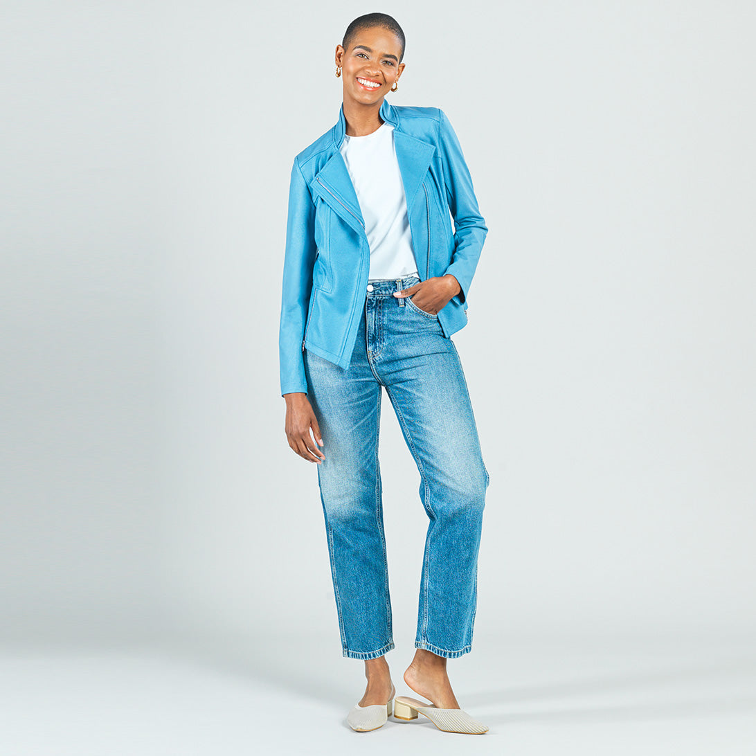 Liquid Leather™ Signature Jacket - Sky Blue - Limited Sizes | Clara Sunwoo Top Pick